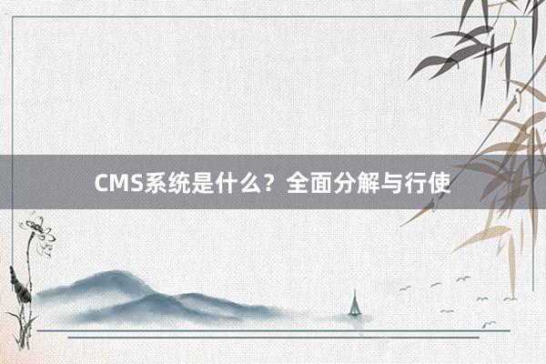 CMS系统是什么？全面分解与行使